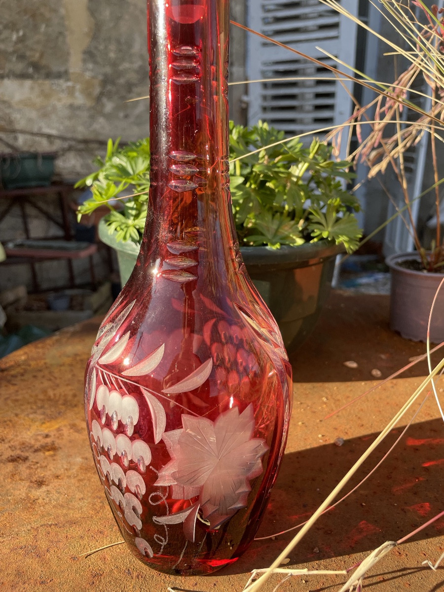 Saint Louis Red Lined Crystal Decanter-photo-4