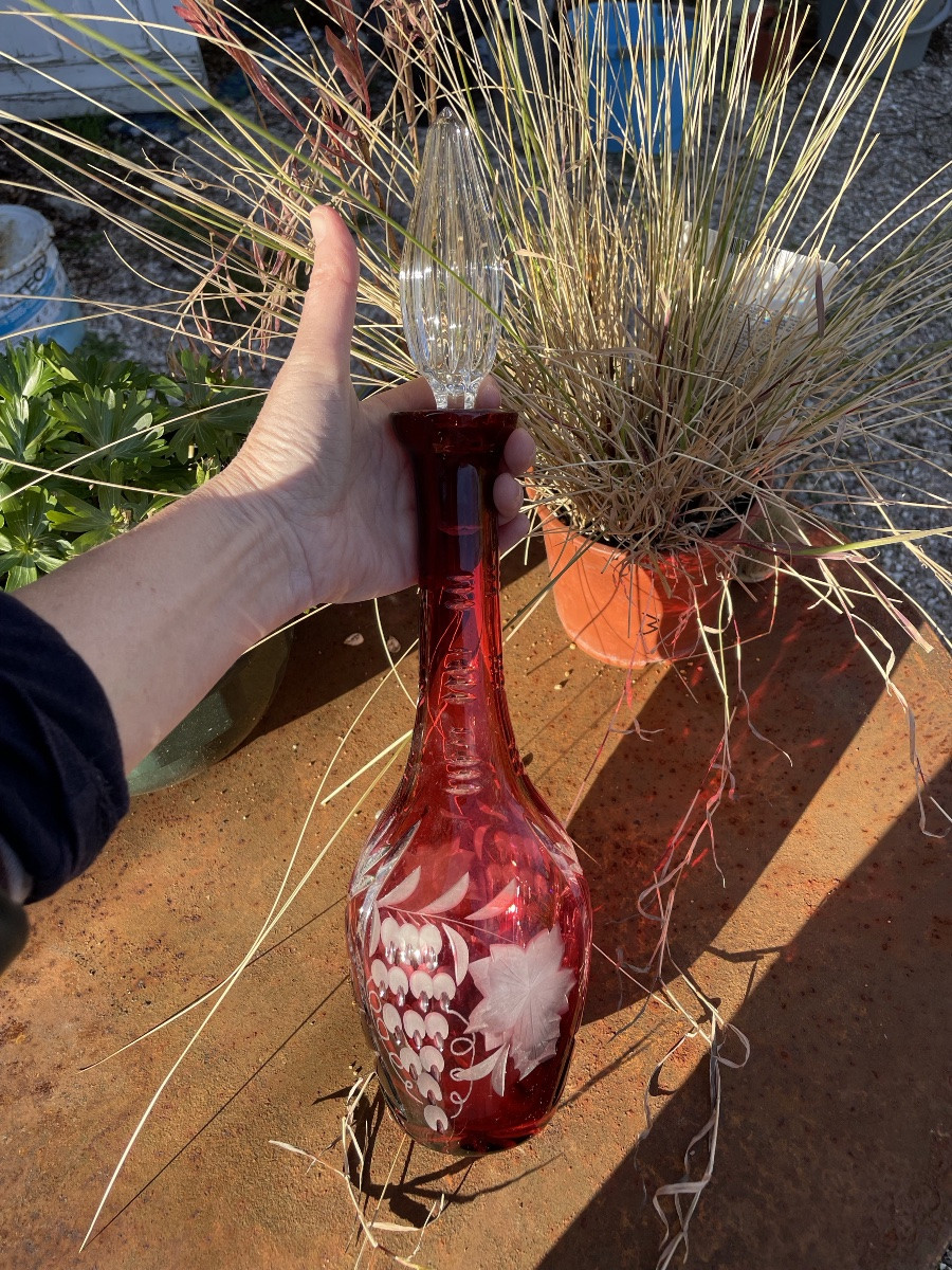 Saint Louis Red Lined Crystal Decanter-photo-8