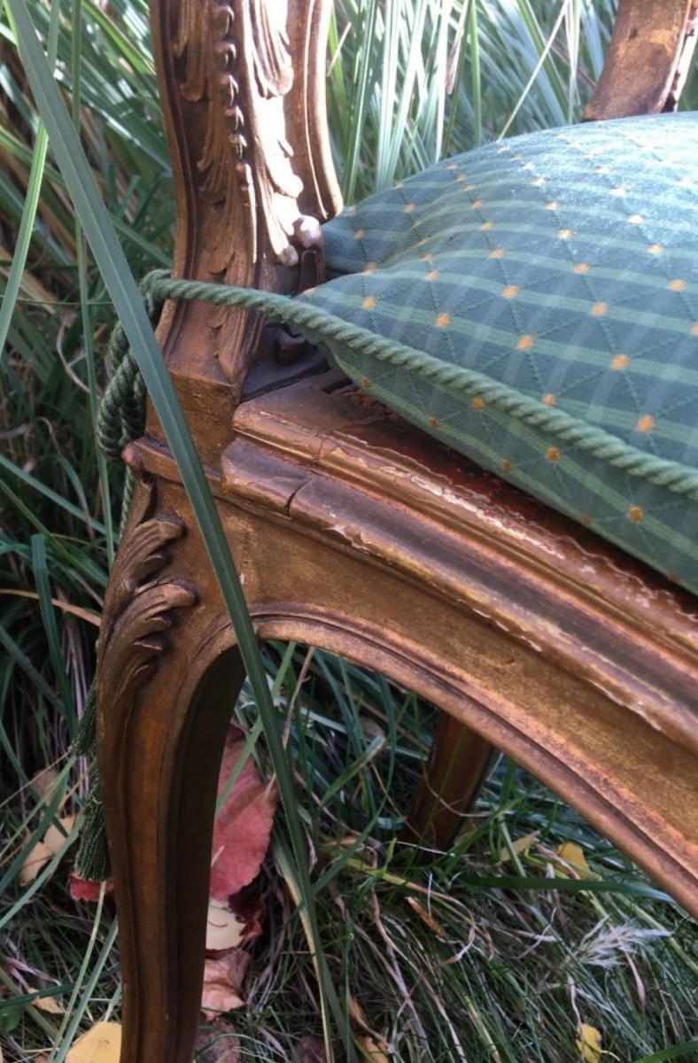 Small Caned Chair In Gilded Wood, 19th Century-photo-6