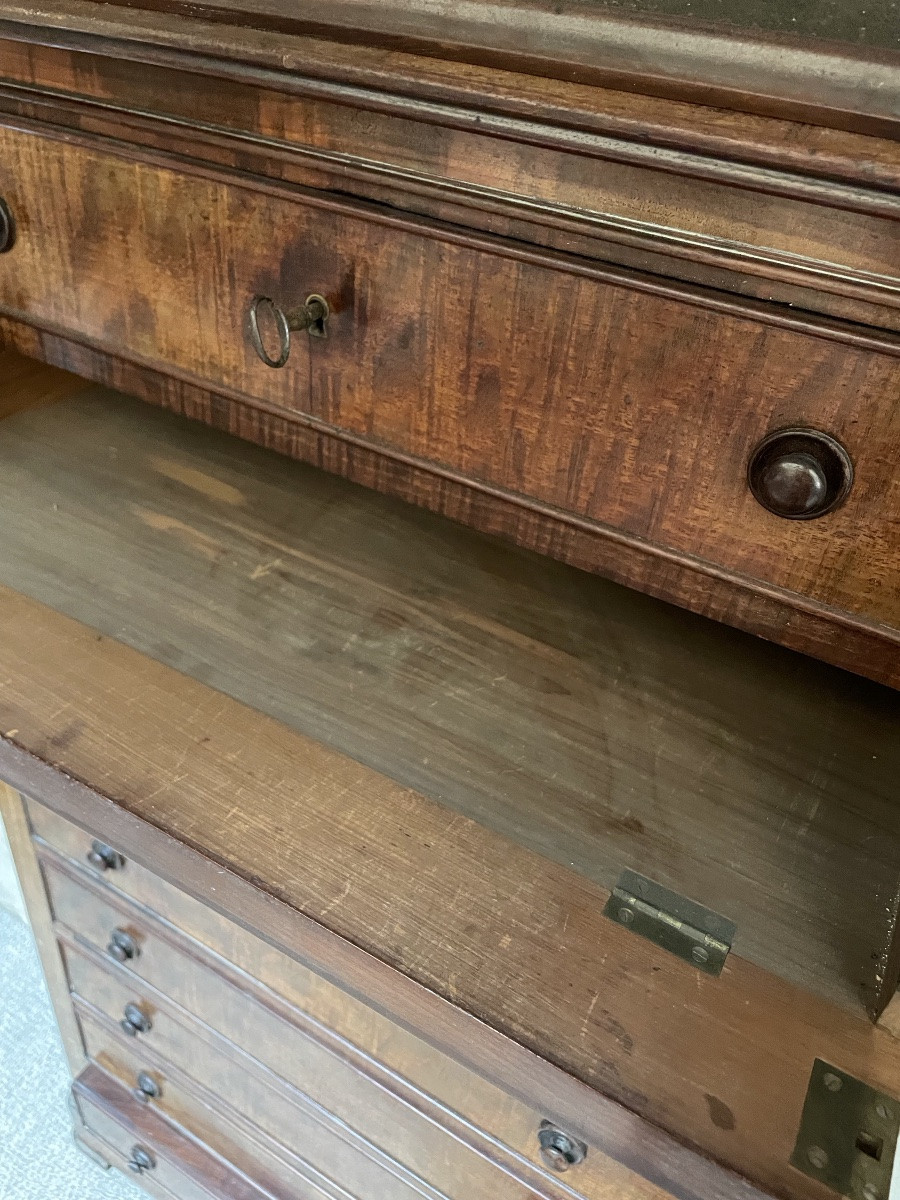 Meuble Cartonnier Ou De Notaire En Acajou Et Placage XIX Siècle-photo-3