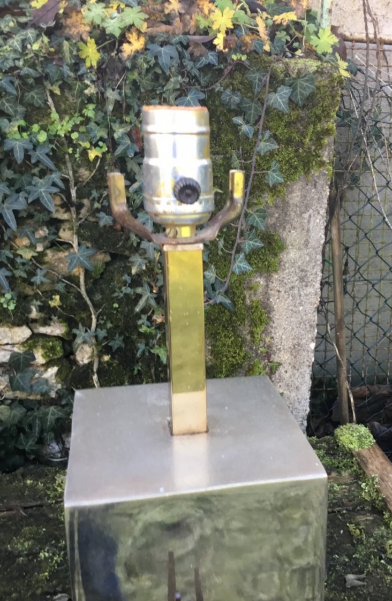 Modernist Bronze Lamp Base, 1950s-photo-1