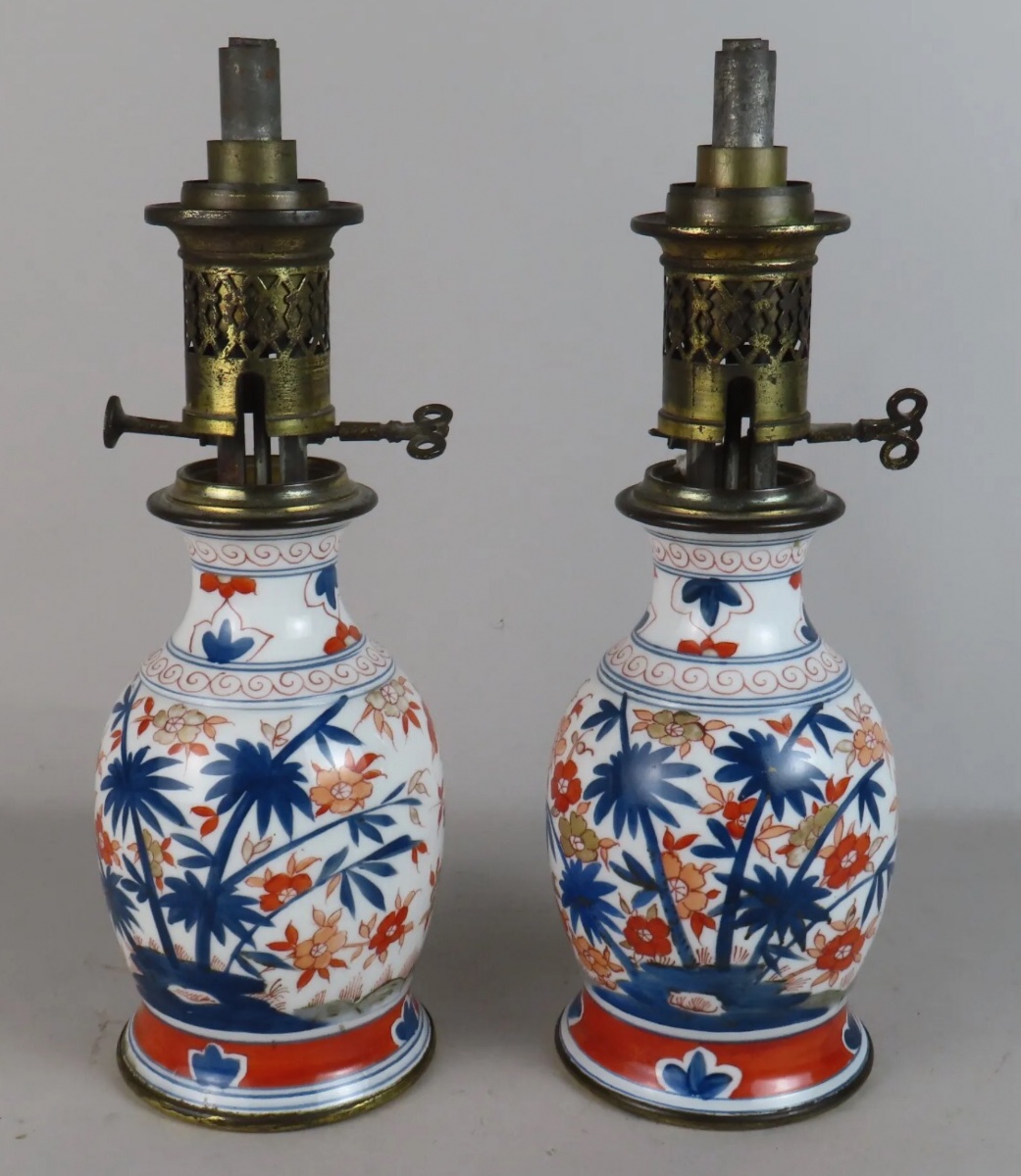 Pair Of Imari Porcelain Lamps From Japan 