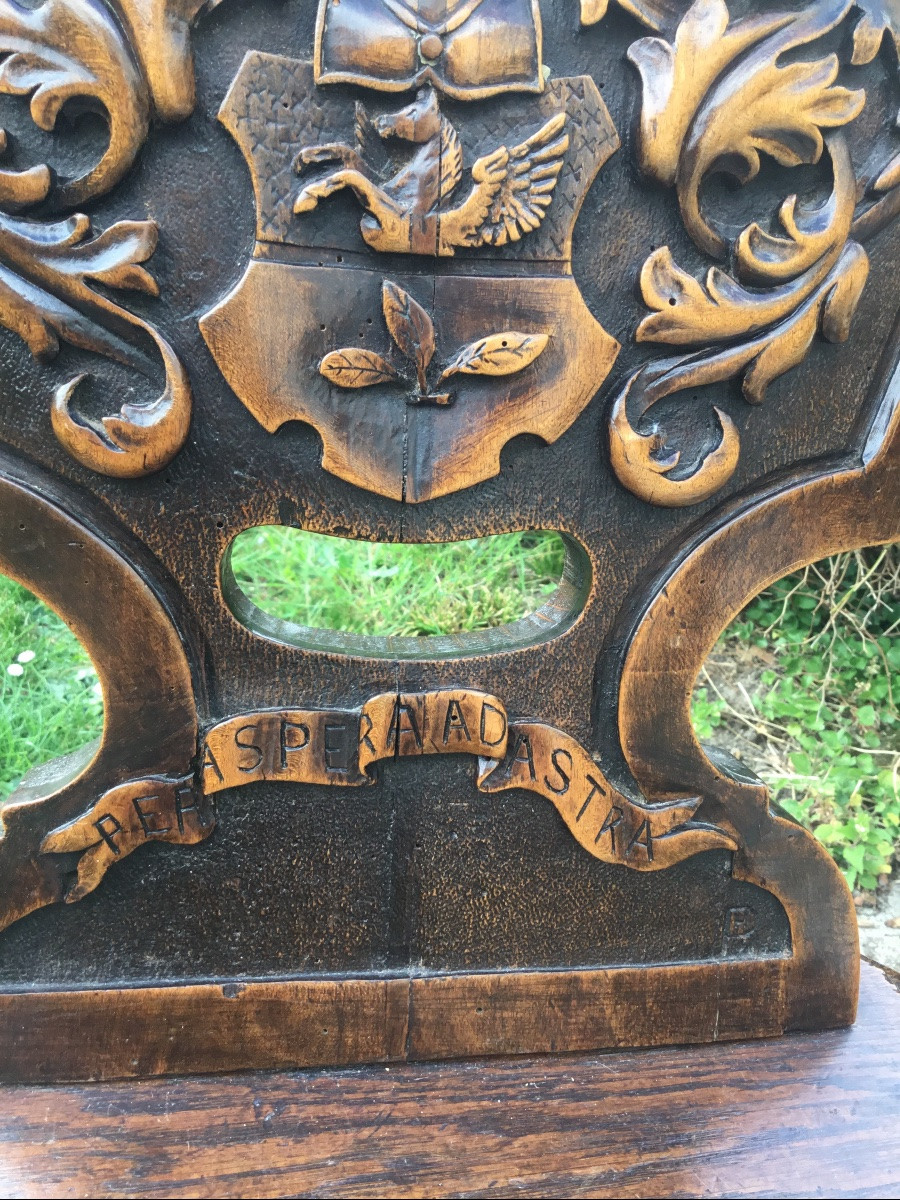 Chaise Sculptée  « Per Aspera Ad Astra » Devise Du Grand-duché De Mecklembourg-schwerin,-photo-2