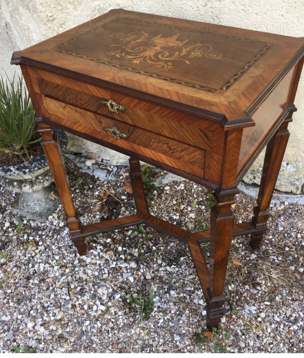 Travailleuse Marquetée , Intérieur En Loupe, XIXème-photo-2