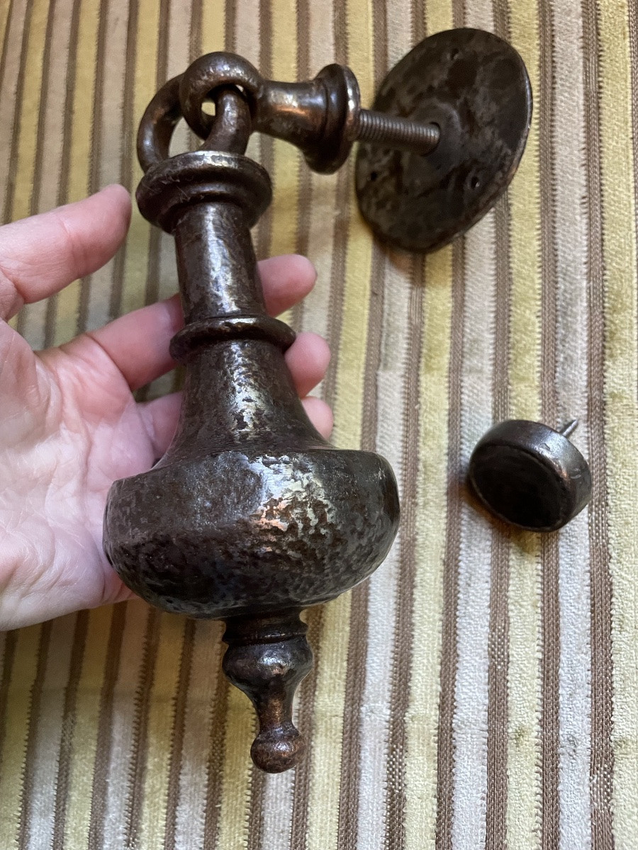 Heurtoir De Porte Fer Forgé Martelé Du XVIIIème -photo-6