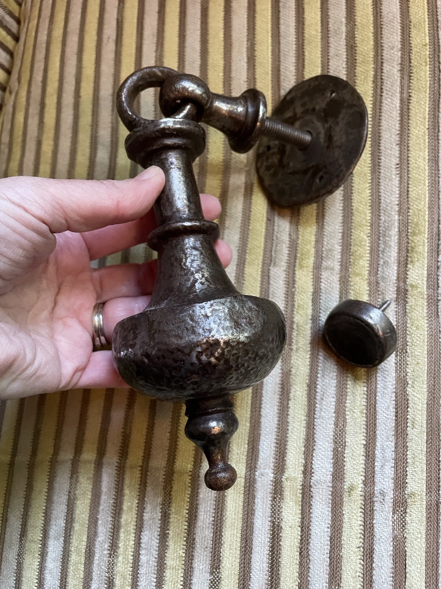 Heurtoir De Porte Fer Forgé Martelé Du XVIIIème -photo-7
