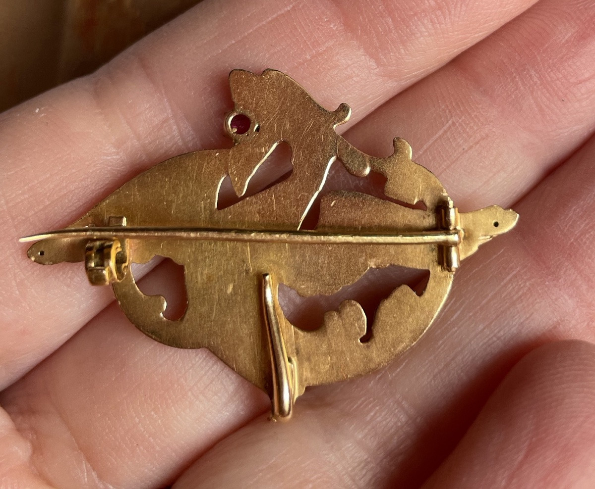 Art Nouveau Broche En Or Au Dragon -photo-3