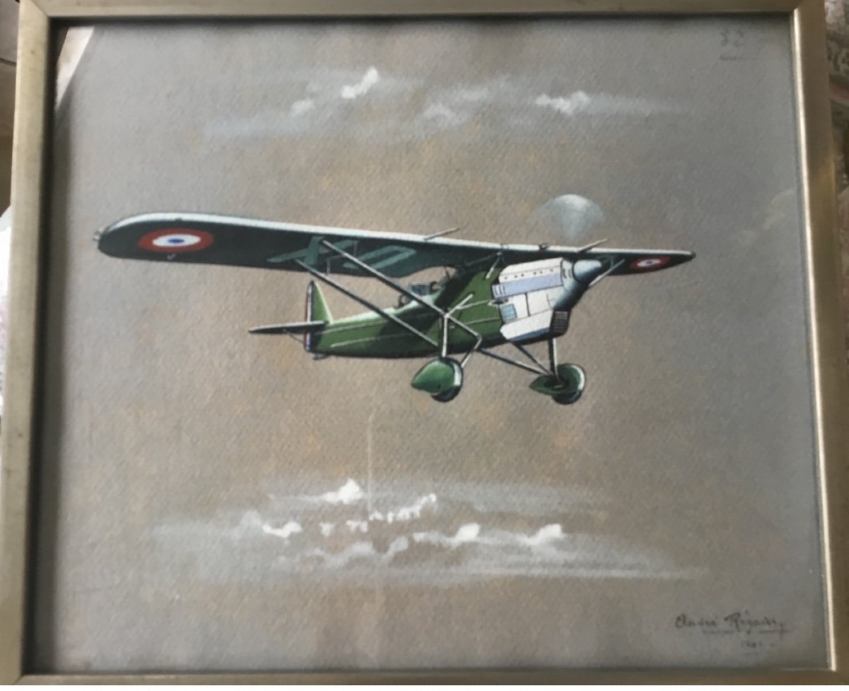 Andre Regnier Gouache Sur Le Thème De L’aviation-photo-2