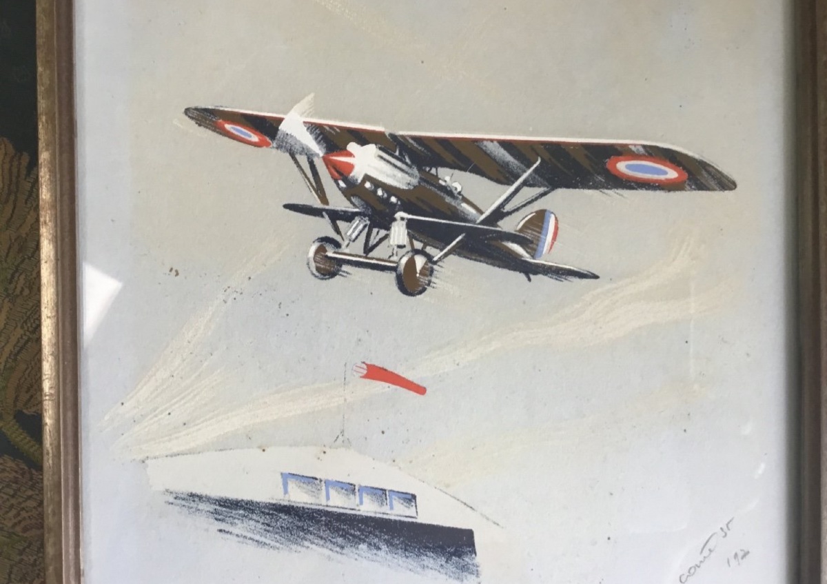 Andre Regnier Gouache Sur Le Thème De L’aviation-photo-1