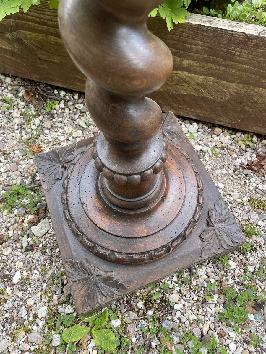 Colonne torse en  bois naturel sculpté, XIXème -photo-4