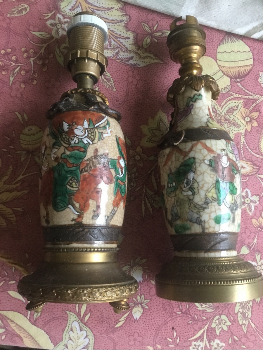 Two Small Ceramic Bedside Lamps From Nanking, China, 19th Century -photo-2