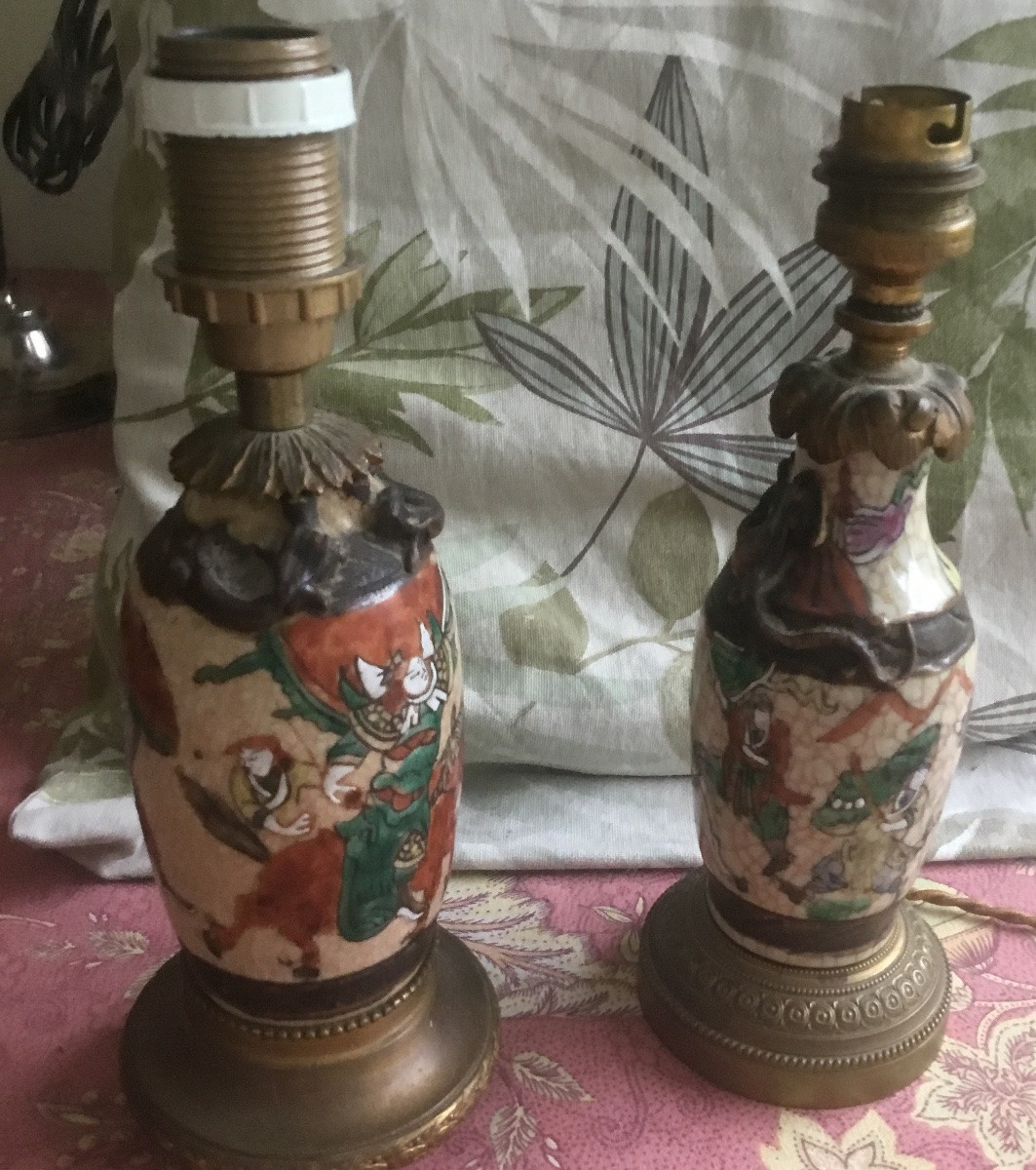 Two Small Ceramic Bedside Lamps From Nanking, China, 19th Century -photo-3