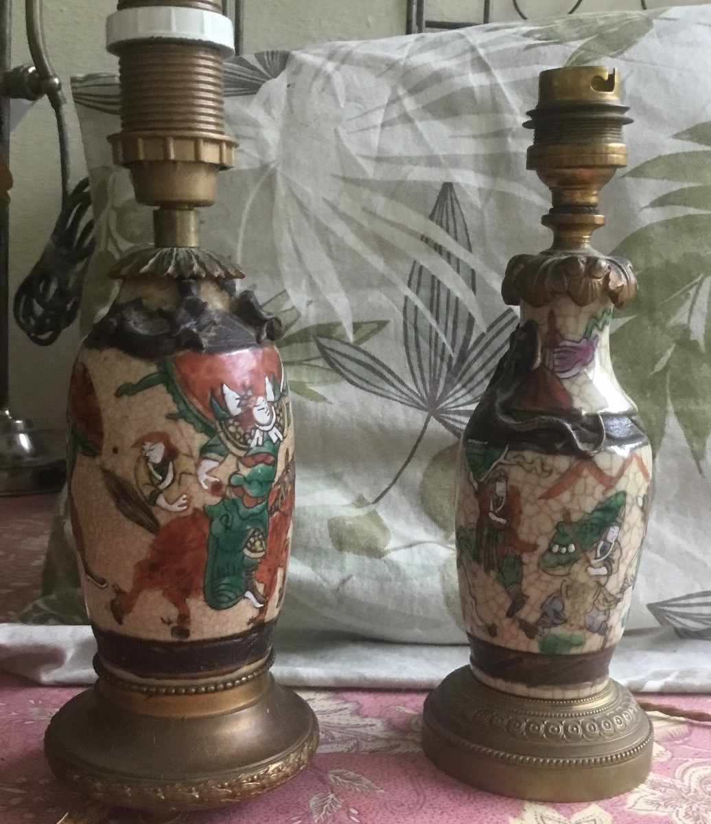 Two Small Ceramic Bedside Lamps From Nanking, China, 19th Century -photo-4