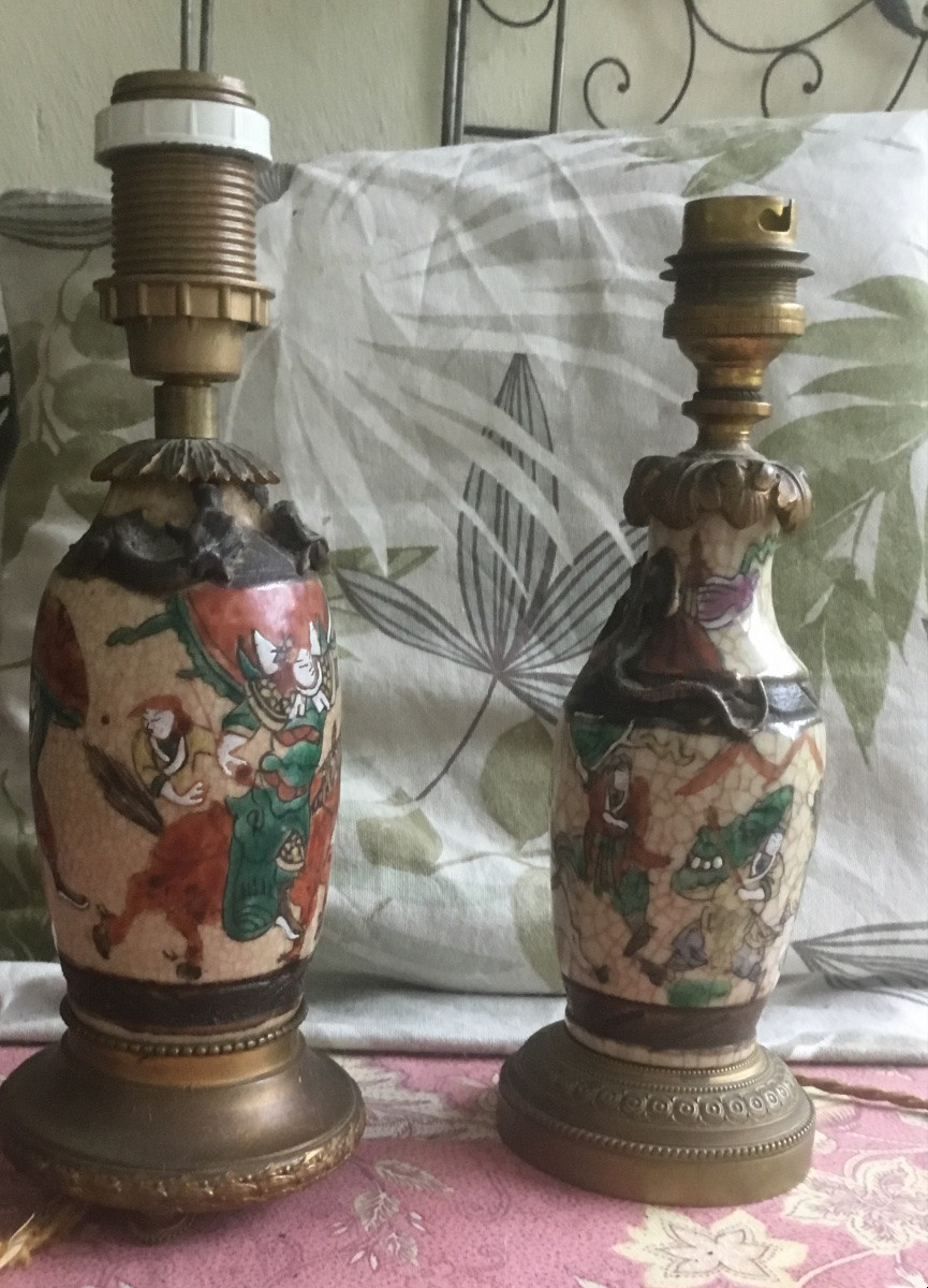 Two Small Ceramic Bedside Lamps From Nanking, China, 19th Century -photo-5