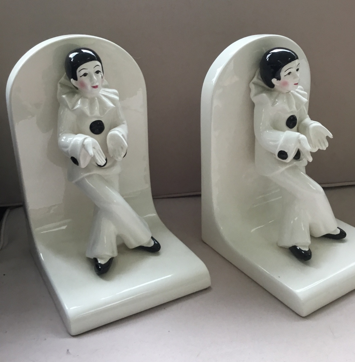 The Pair Of Pierrot Bookends 