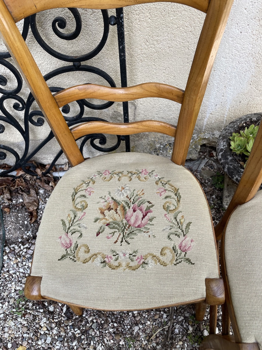 La paire de chaises Napoléon III garnies de tapisseries au point -photo-6