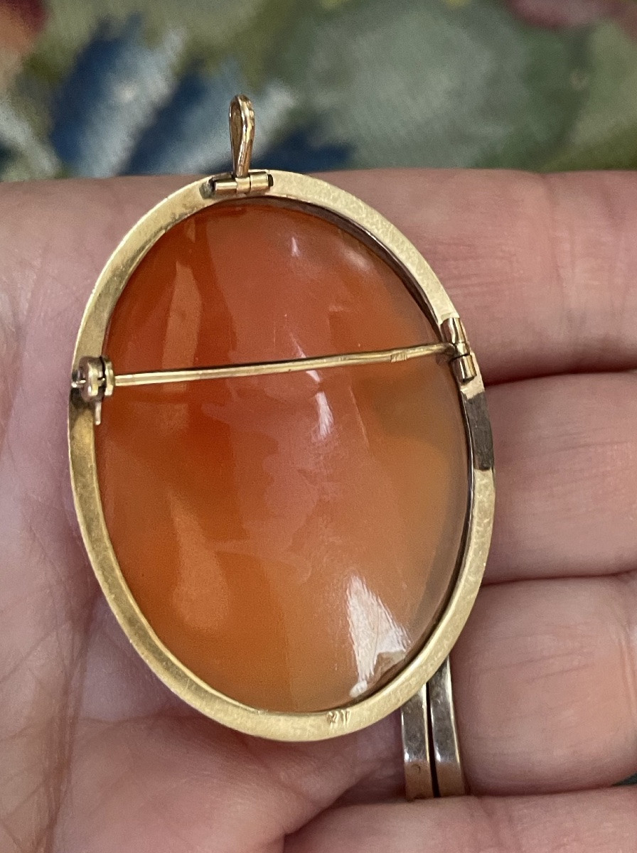 Broche pendentif ornée d’un Camée sur or jaune -photo-5