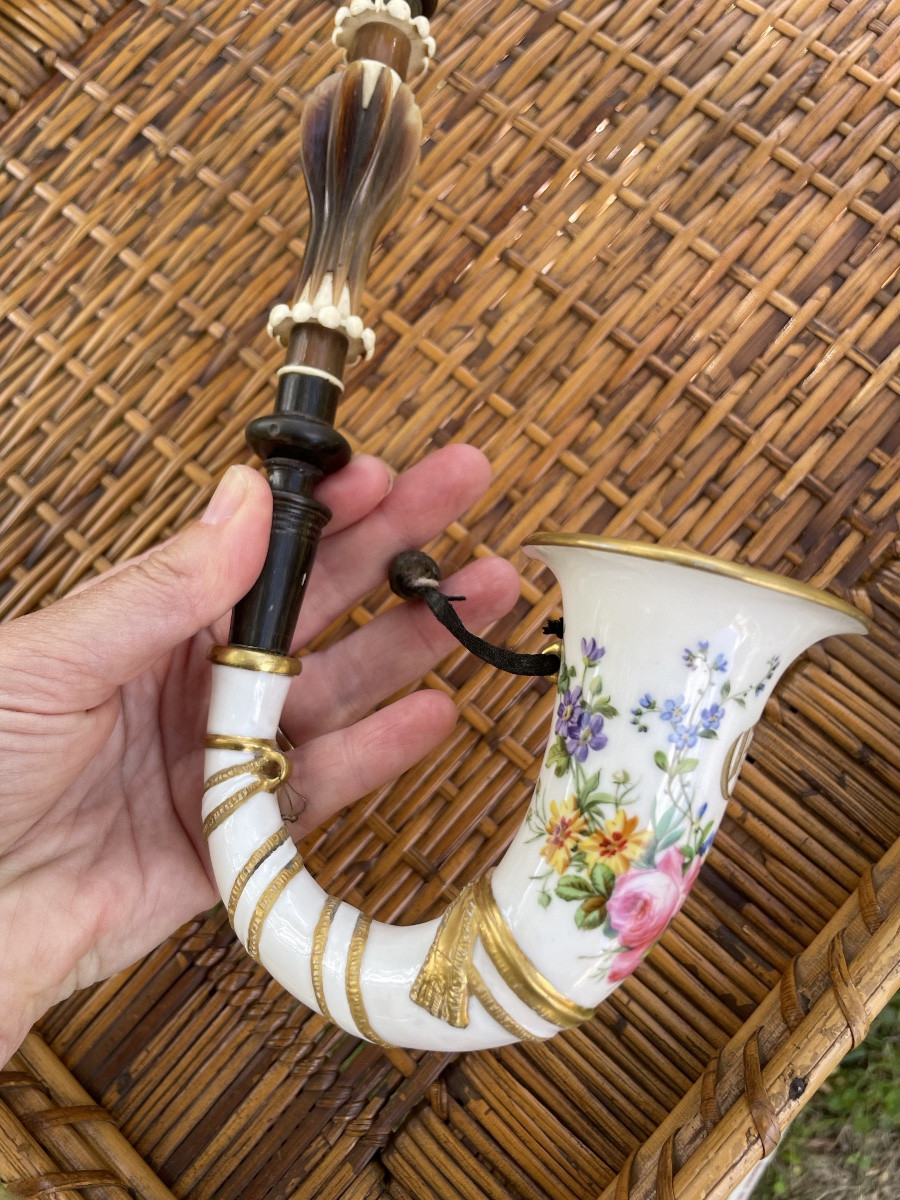 Pipe en corne, os et porcelaine -photo-6