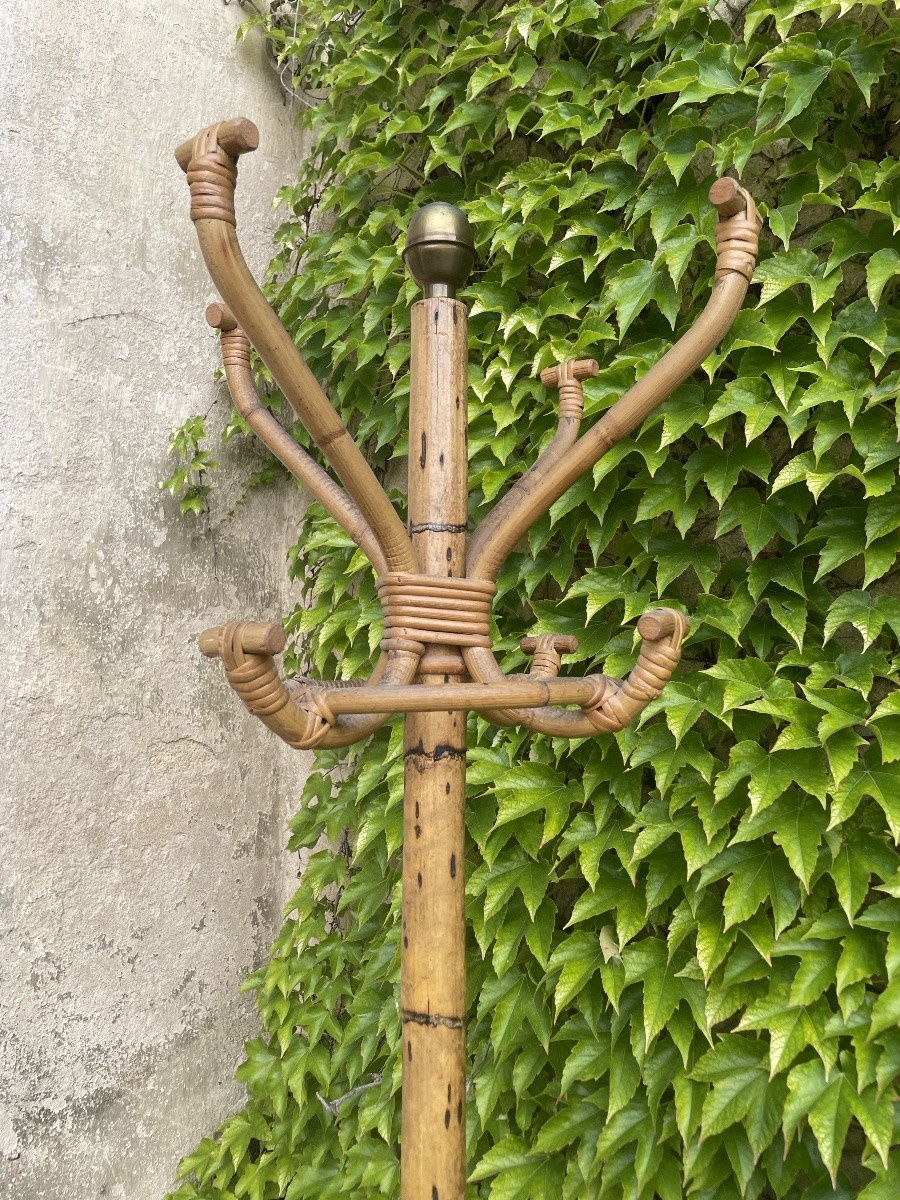 Porte manteau en bambou  et laiton doré-photo-2