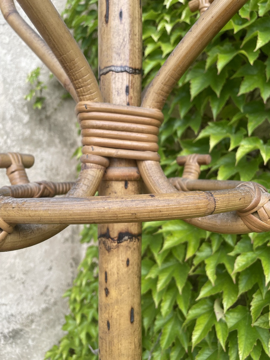 Porte manteau en bambou  et laiton doré-photo-5