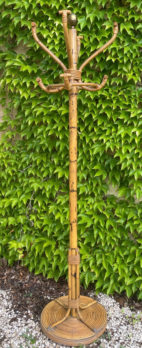 Porte manteau en bambou  et laiton doré