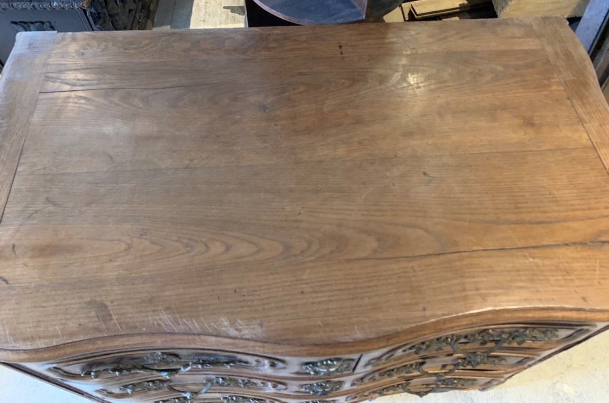 Rare Commode Louis XV A 4 Tiroirs En bois naturel -photo-3