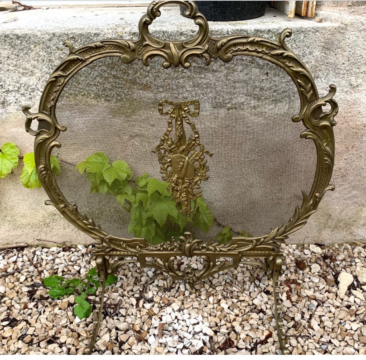 19th Century Gilt Bronze Fireplace Screen
