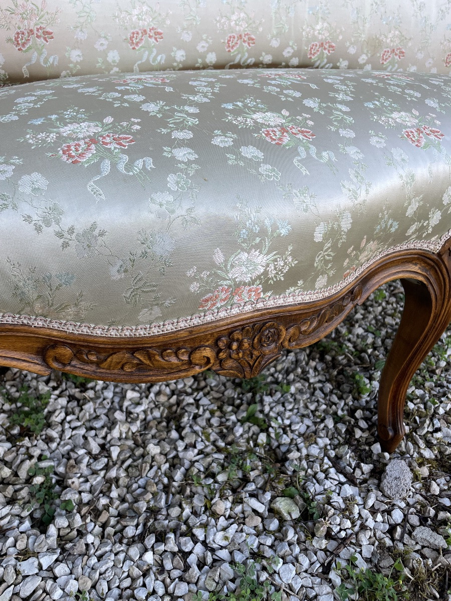Louis XV Style Bench - Sofa With Roses And Silks -photo-2