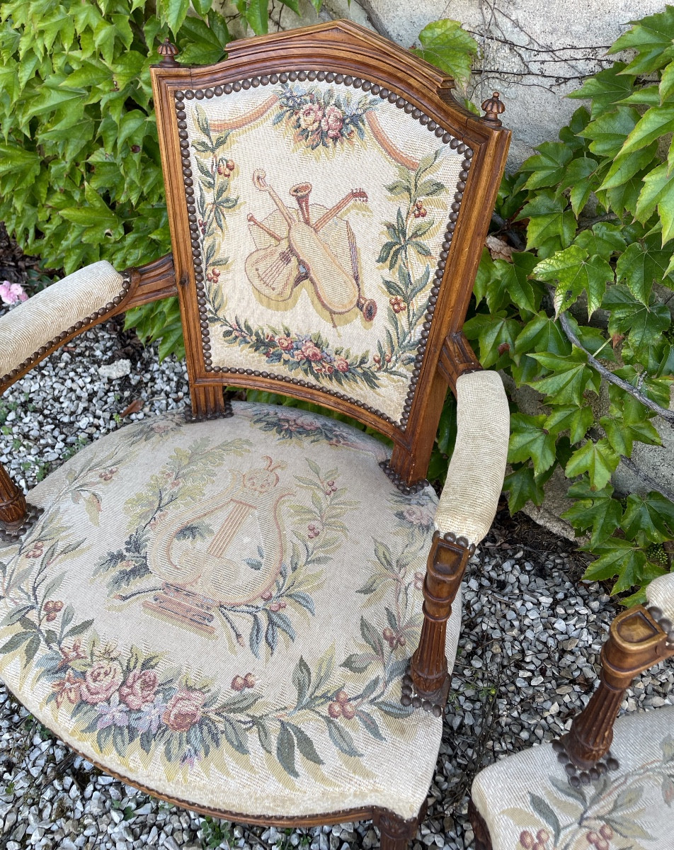 The Pair Of Armchairs With The Attributes Of Music 