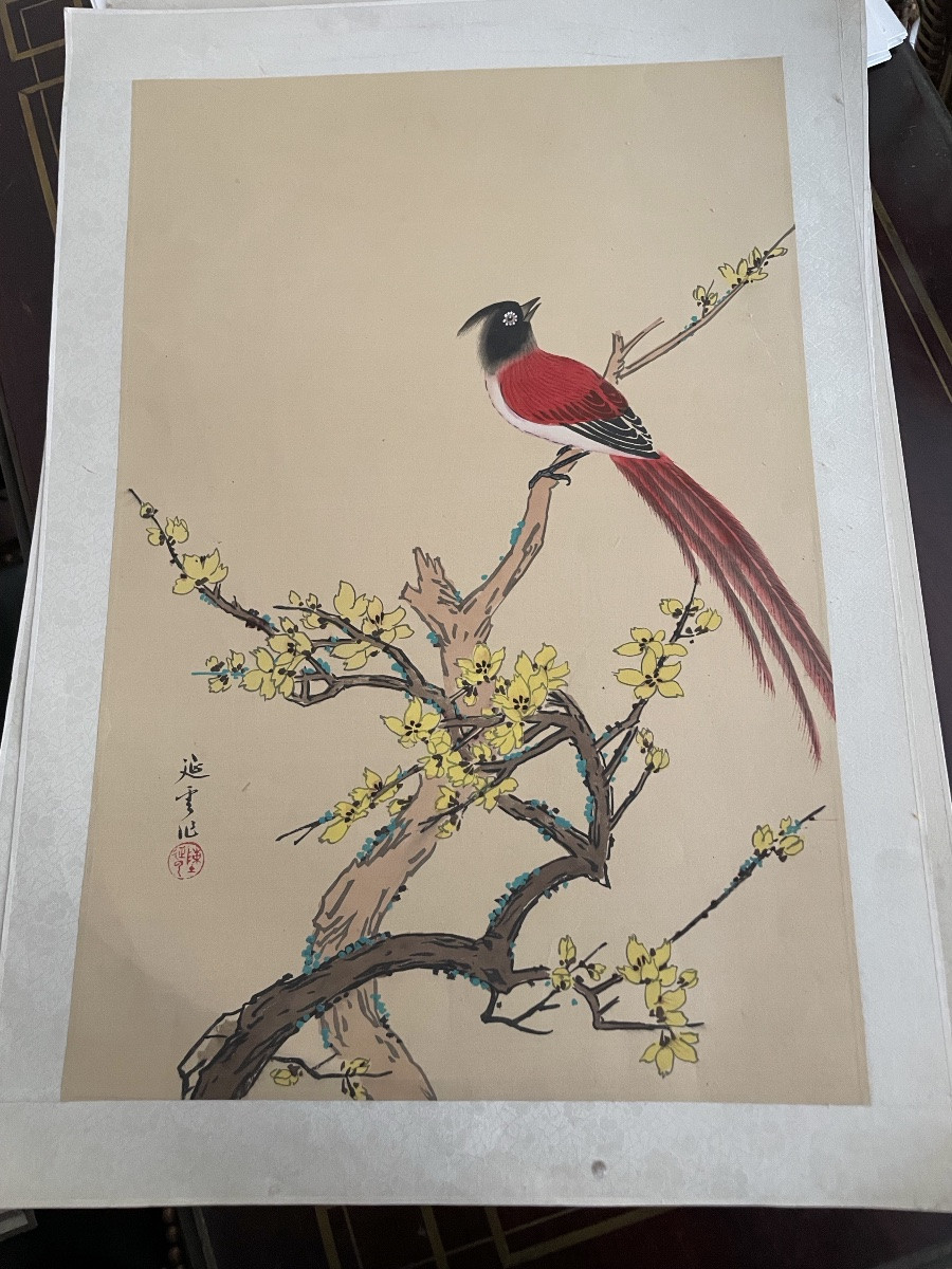 Aquarelle sur Papier, Chine, signée -photo-2
