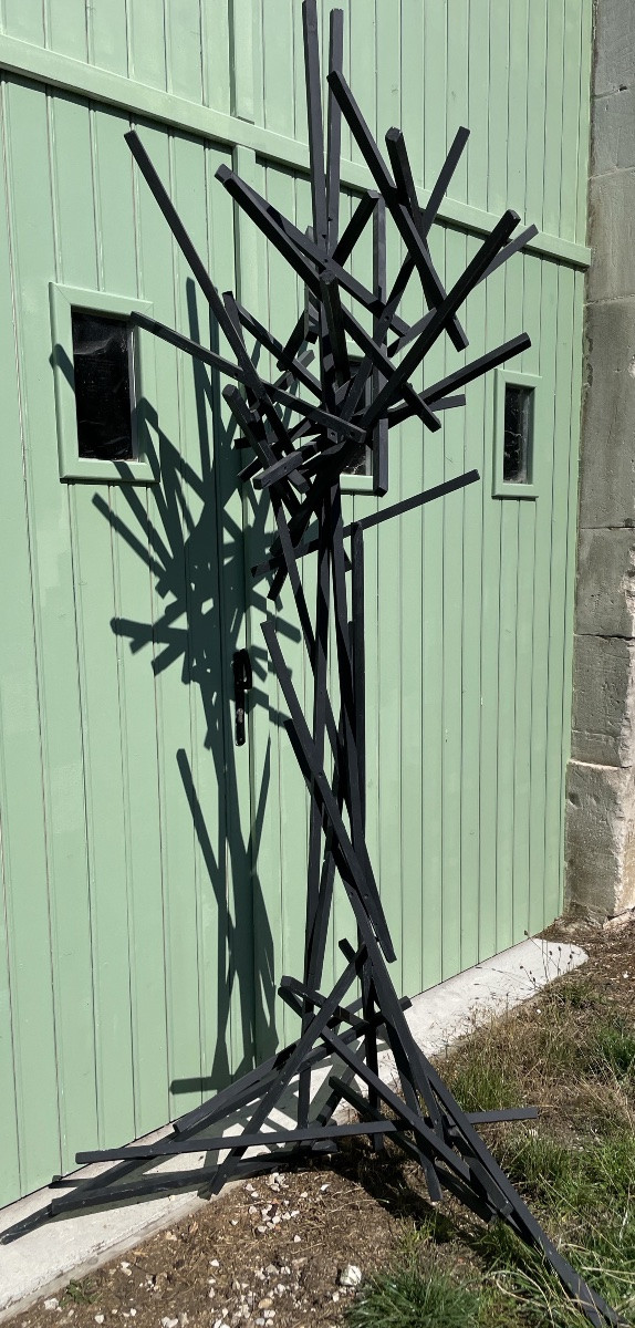 Large Brutalist Wooden Coat Rack, -photo-4