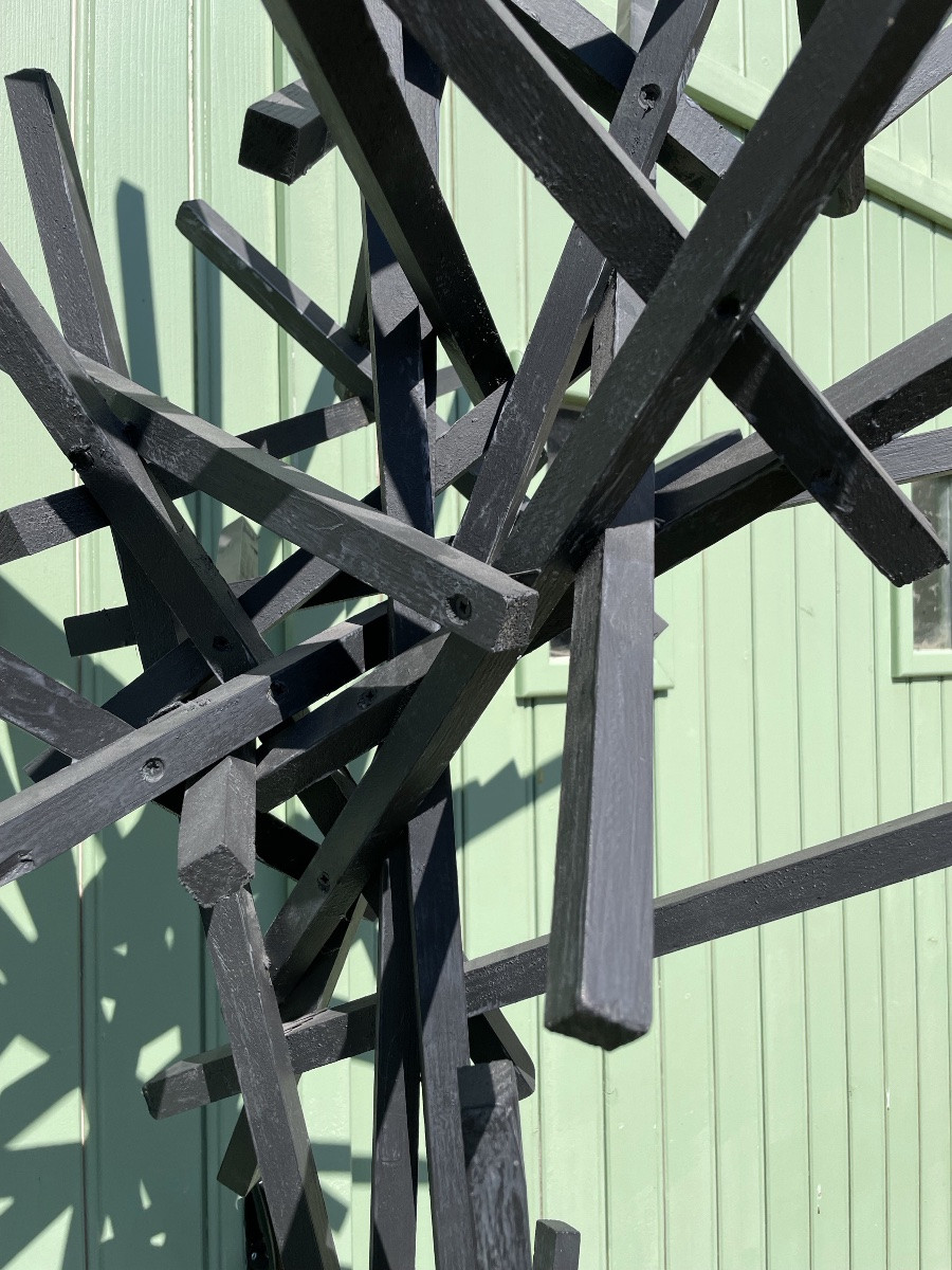 Large Brutalist Wooden Coat Rack, -photo-7