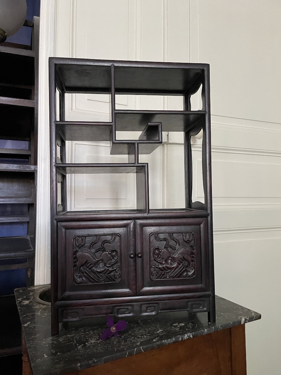 Etagère De Présentation En Bois Exotique, Vers 1900-photo-1