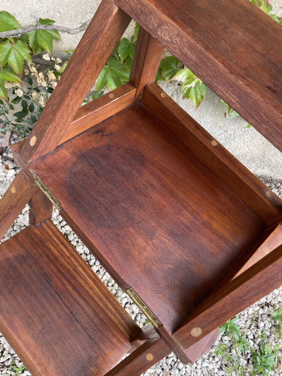 Library Stepladder Chair In Patinated Oak, Circa 1900-photo-6