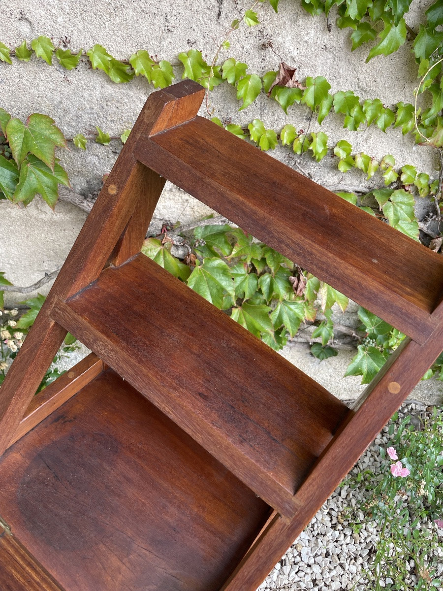 Library Stepladder Chair In Patinated Oak, Circa 1900-photo-7