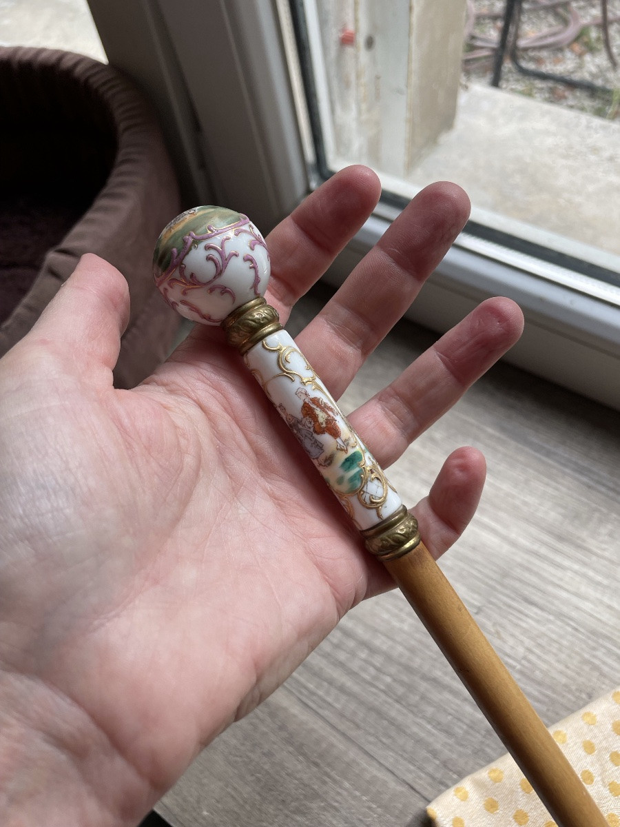 Pommeau de canne en porcelaine -photo-2