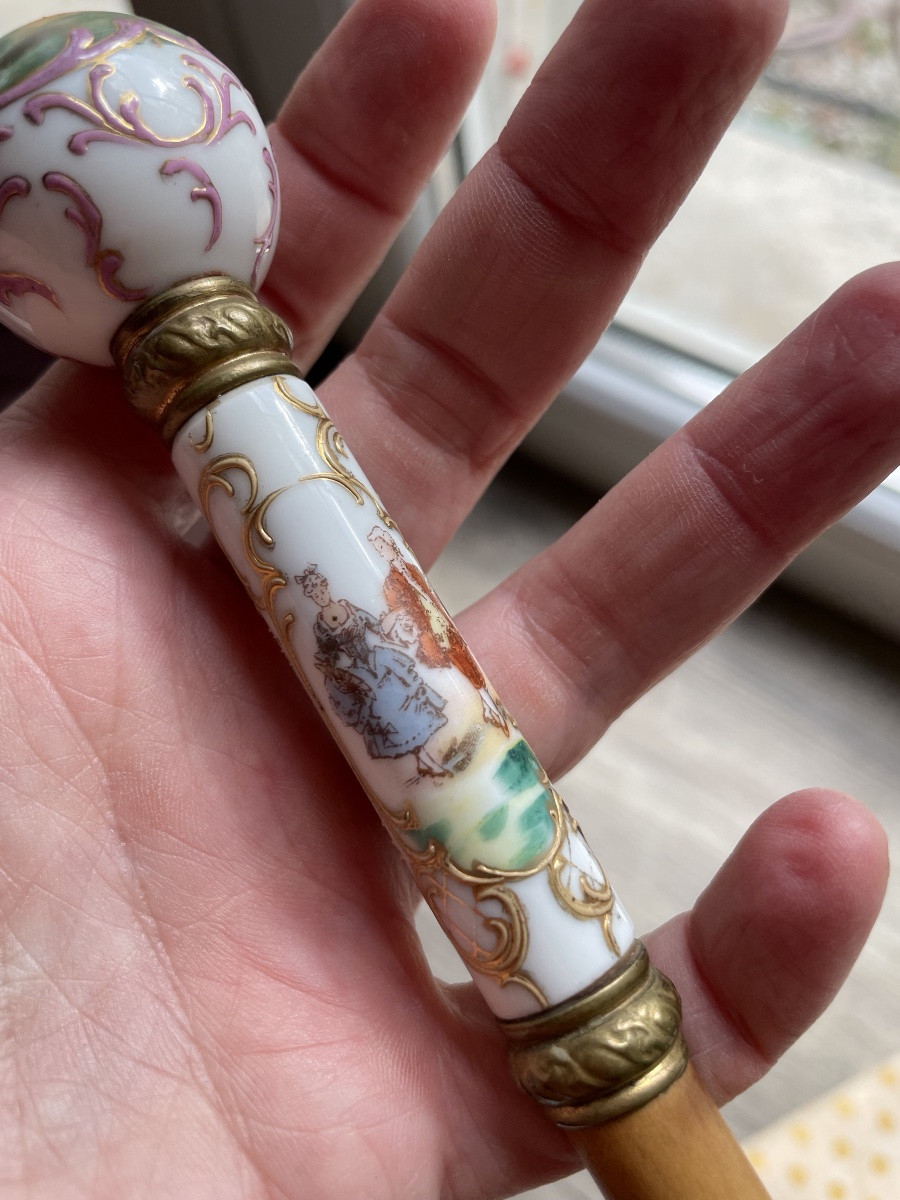 Pommeau de canne en porcelaine -photo-3