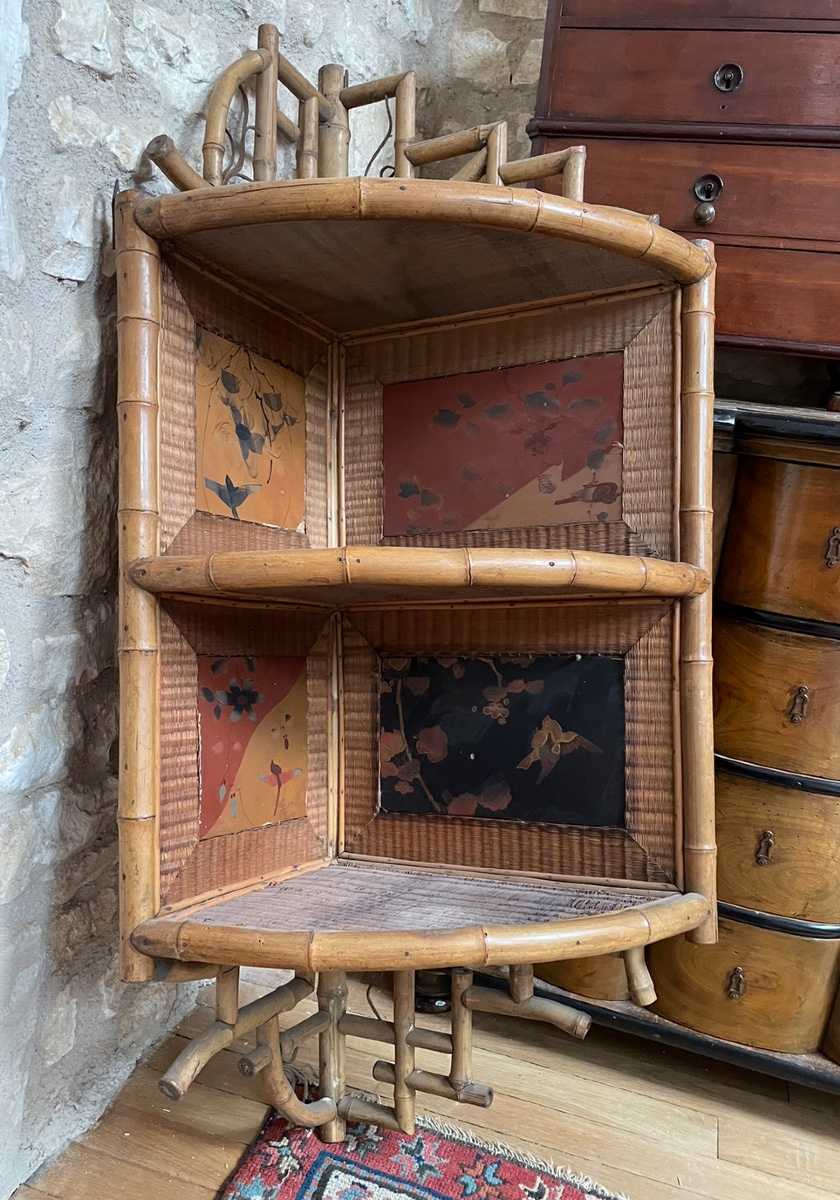 Grande encoignure asiatique bambous et laque-photo-4