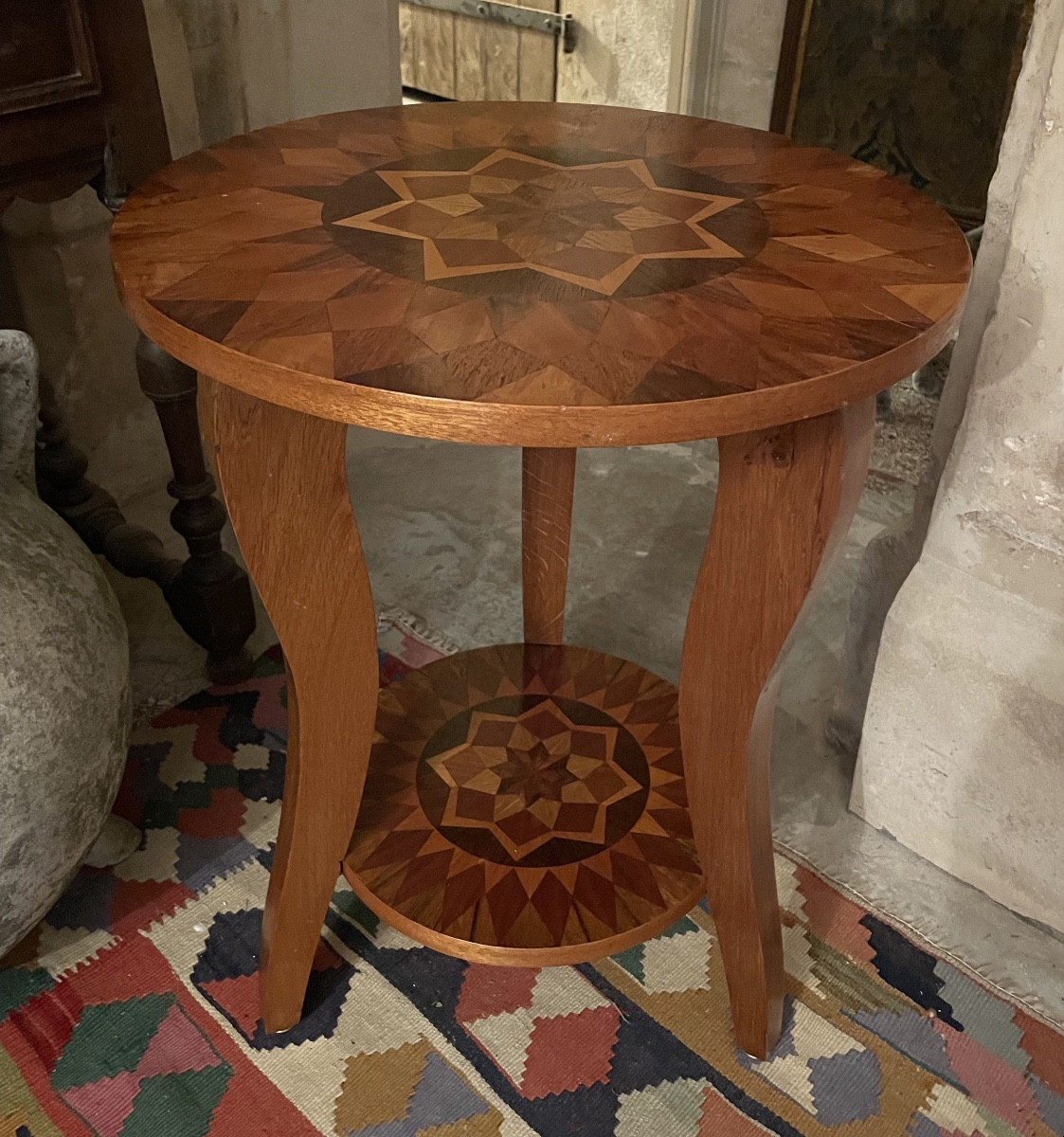 Small Art Deco Marquetry Pedestal Table 