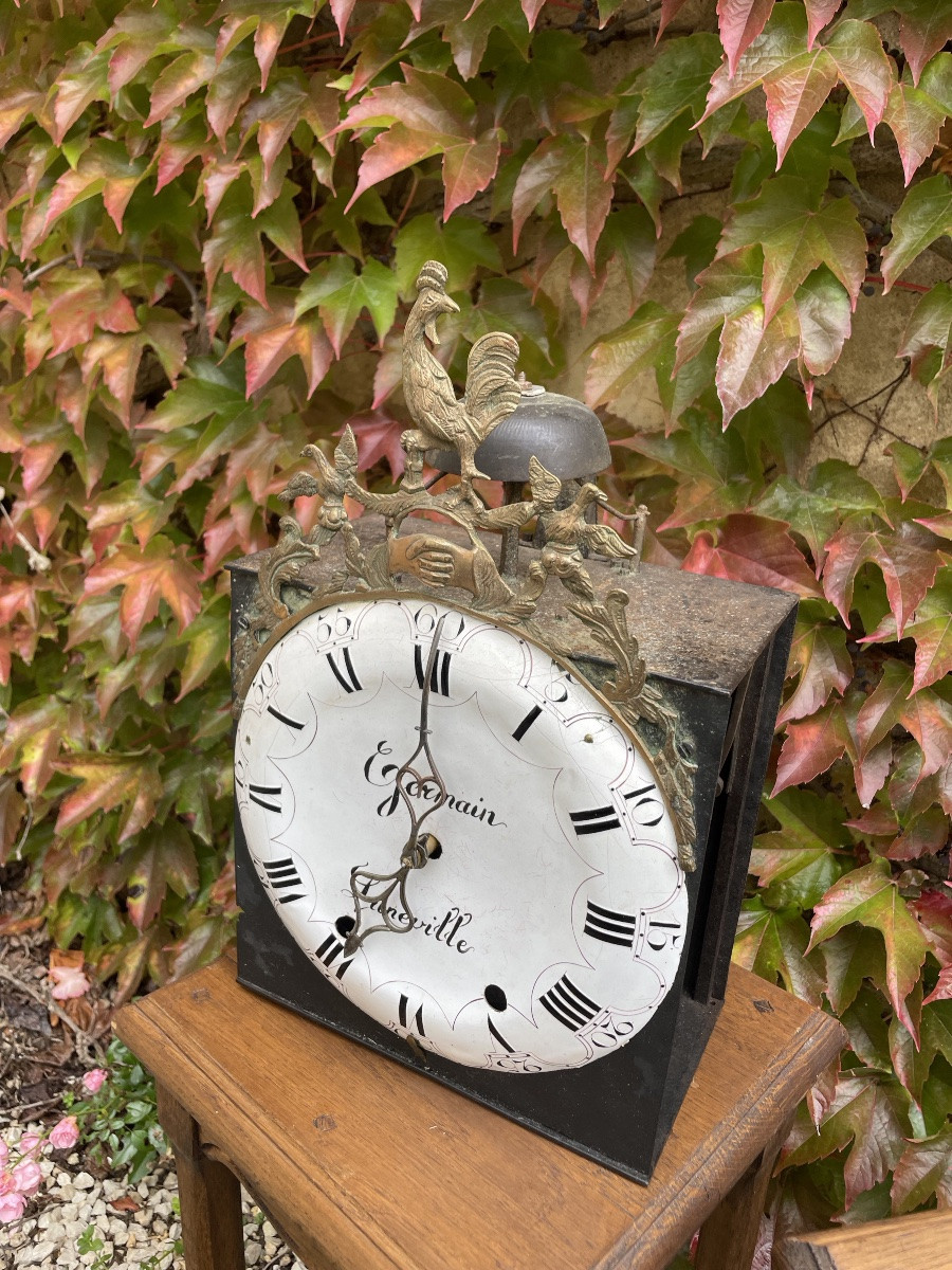 Mouvement  d'horloge au coq échappement arrière assiette incurvée XVIIIe-photo-1