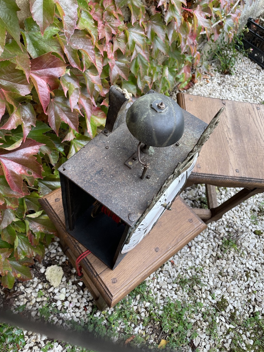 Mouvement  d'horloge au coq échappement arrière assiette incurvée XVIIIe-photo-6