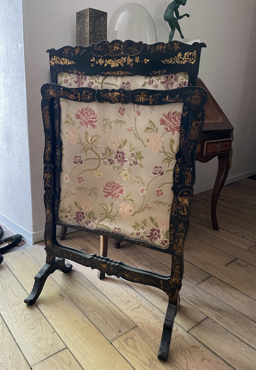 Ecran de cheminée à décor de chinoiseries -photo-4