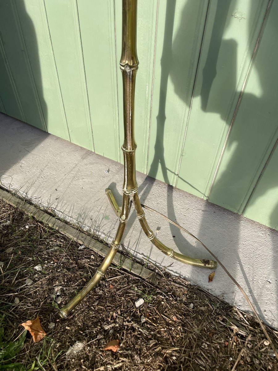 1970′ Lampadaire En Bronze Doré Maison Baguès Modèle Bambou H 160 Cm-photo-4