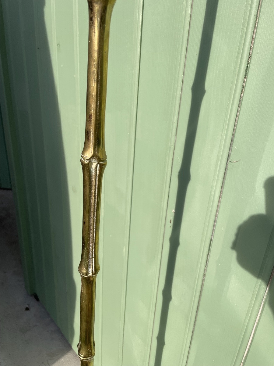 1970′ Lampadaire En Bronze Doré Maison Baguès Modèle Bambou H 160 Cm-photo-1