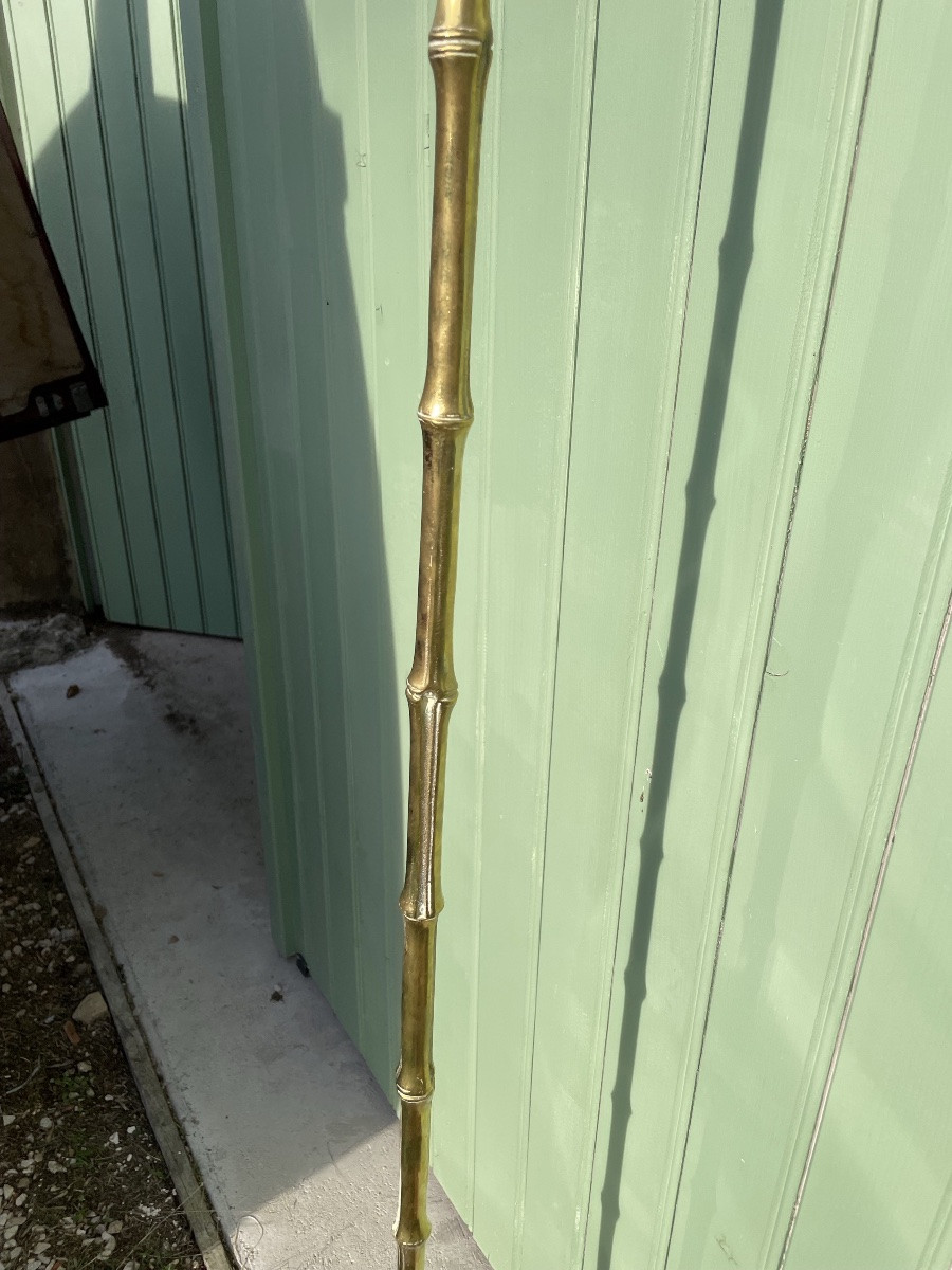 1970′ Lampadaire En Bronze Doré Maison Baguès Modèle Bambou H 160 Cm-photo-6