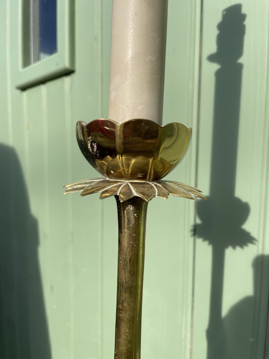 1970′ Lampadaire En Bronze Doré Maison Baguès Modèle Bambou H 160 Cm-photo-7