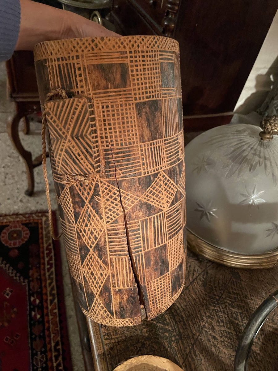 Boite à graines en bois à décor géométrique -photo-5