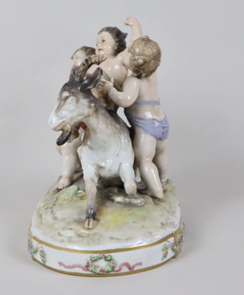 Porcelain Group Of Putti And The Goat Amalthea-photo-2