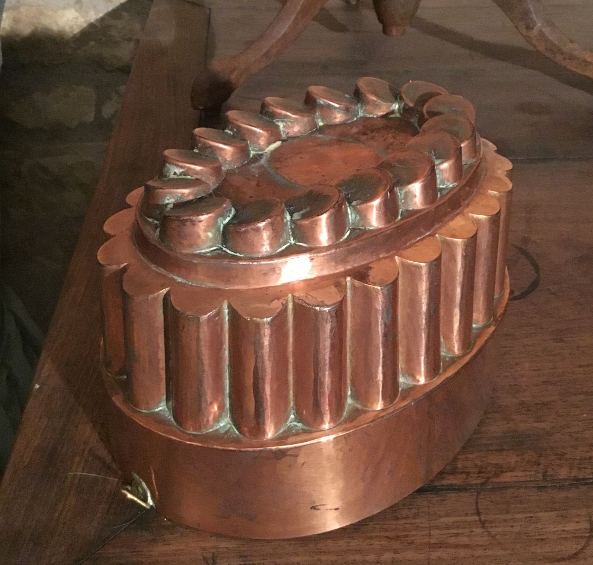 Moule à Charlotte ou Bavarrois en cuivre , XIXème 