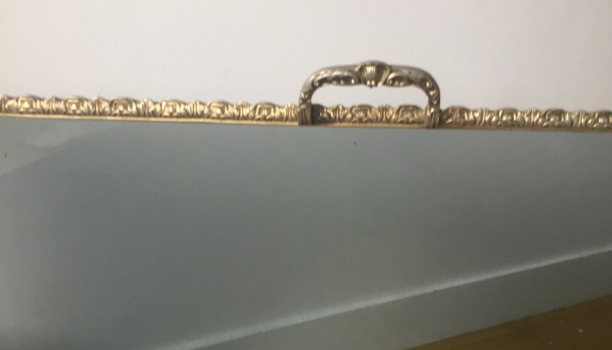 Ecran De Cheminée En Verre Fumé Et Bronze Doré-photo-1